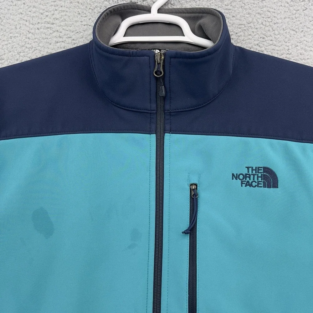 The North Face Apex Bionic Soft Shell Jacket Men's Large Blue Teal Full Zip Outd